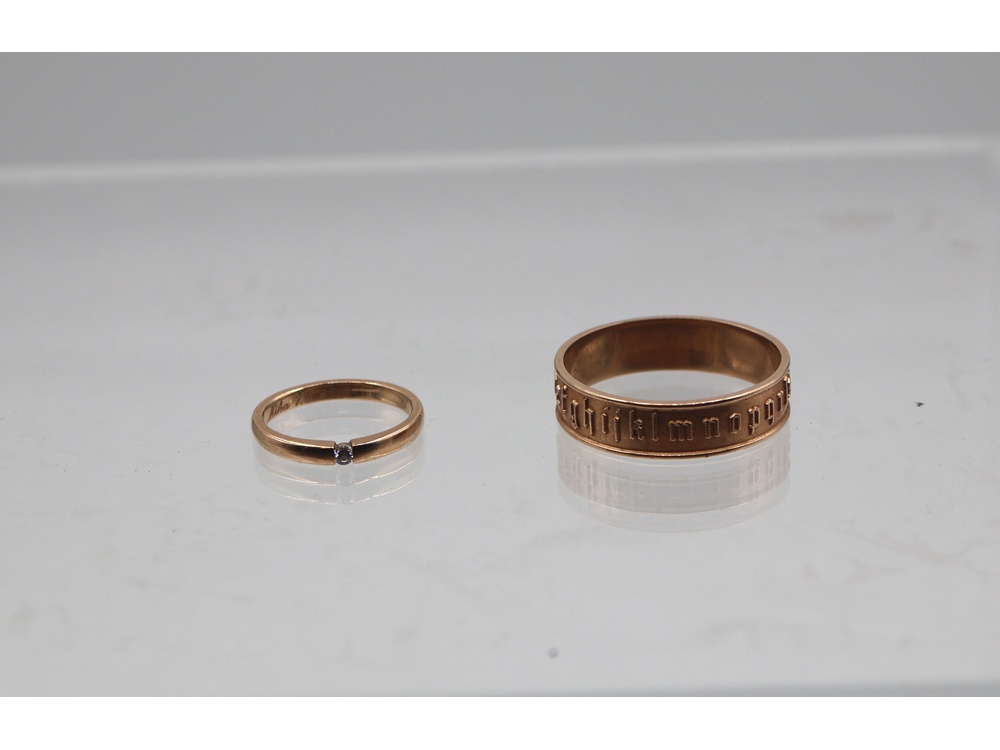 2 Sormusta. 2,33G/ 18K ja 5,52/14K