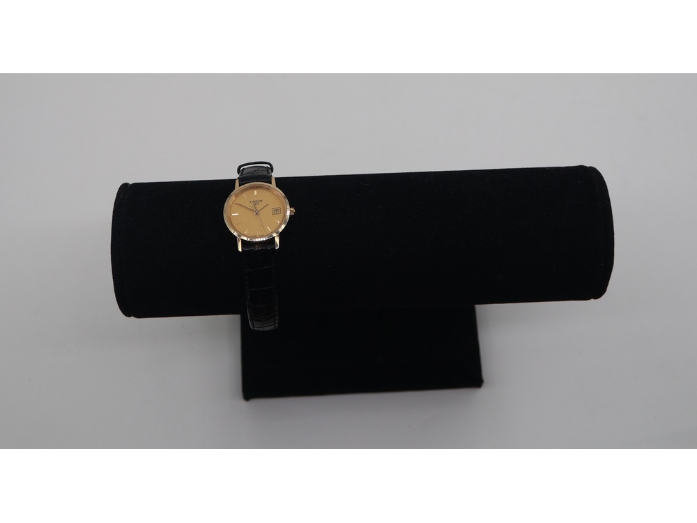 kultarannekello Tissot 14k, kellotaulu halk 22mm, patteri loppu